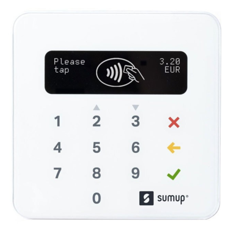 Terminal de paiement portable Bluetooth/NFC sans contact avec clavier numérique - Sumup Air - Blanc